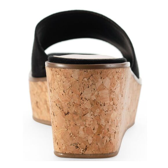 SUN STONE Womens Black 0.5" Platform CorkCharlottee Wedge Slide Sandals 9 M - Picture 3 of 3